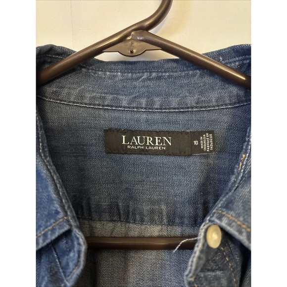 Ralph Lauren Women Belted Denim Fit & Flare Shirtdress Pure Rinse Wash 10 - Picture 2 of 6